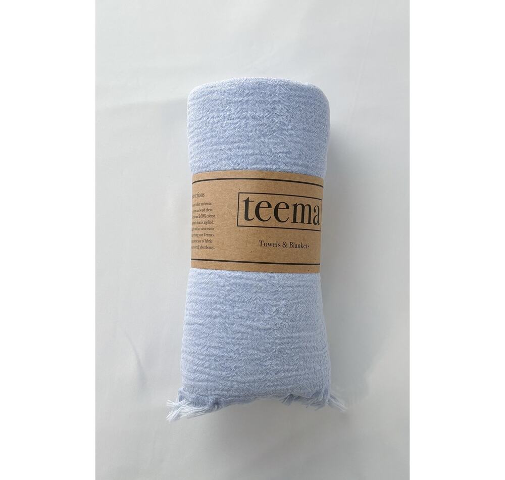 Teema The Sky Dream Organic Cotton Turkish Towel Bath Sheet 68" x 30" Blue New
